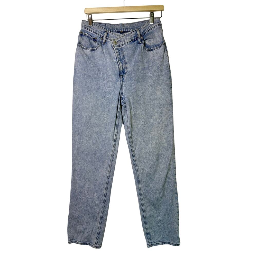 Abercrombie & Fitch Asymmetric Waist 90's Straight Light Wash Jeans Women 29/8R